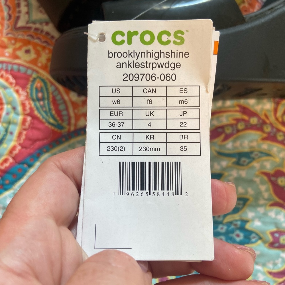 Crocs NWT Brooklyn high shine ankle strap wedge size 6 black comfort shoe - Picture 4 of 5